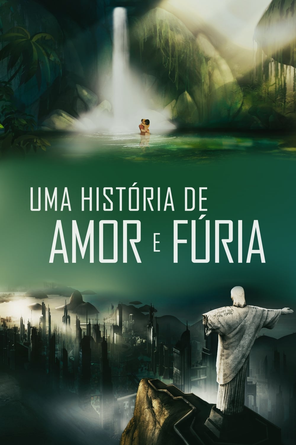 Cena da animação Uma História de Amor e Fúria mostrando o guerreiro e Janaína